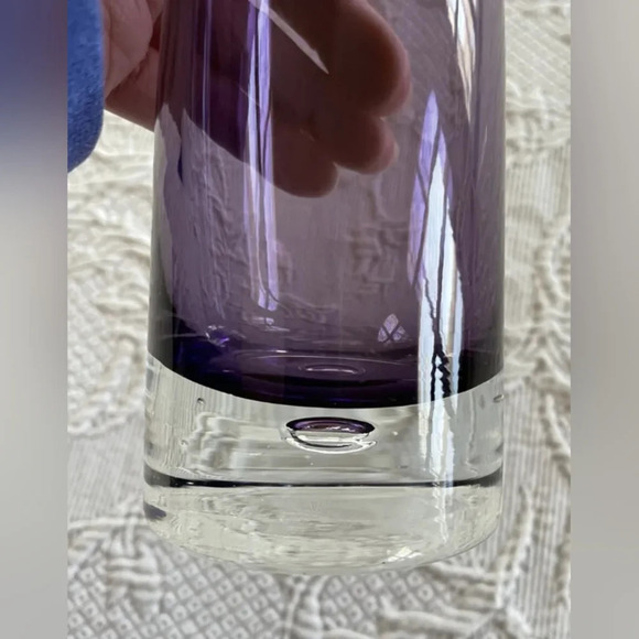 Vtg Krosno Poland Hand Blown Purple Candle Holder Or Vase Suspended Bubble - Picture 9 of 10